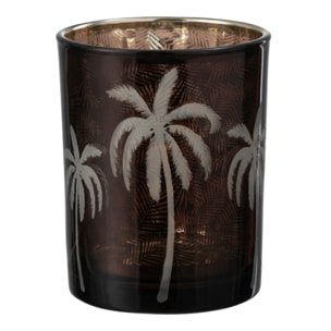 J-Line photophore Feuilles De Palmier - verre - marron - medium