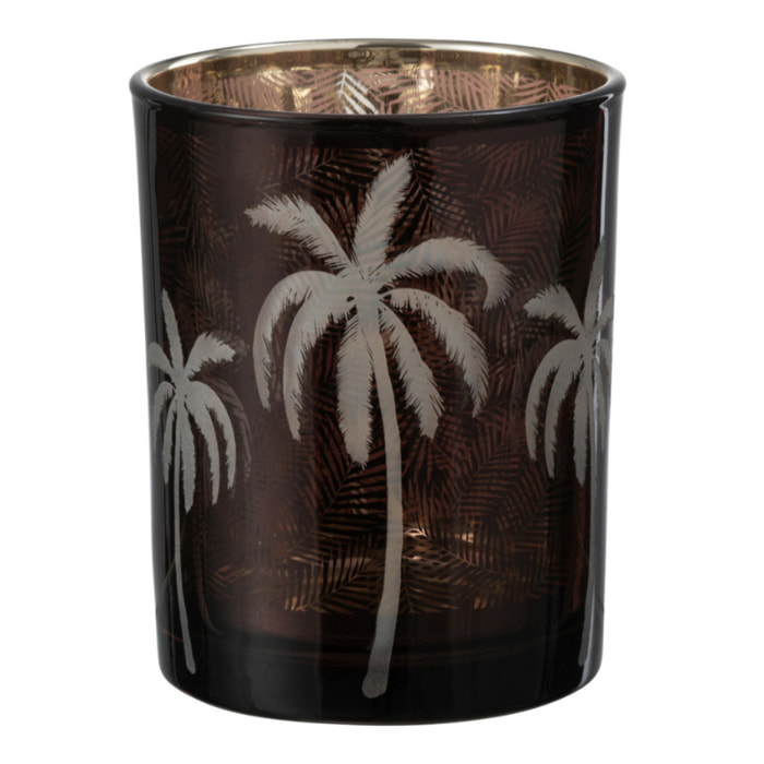 J-Line photophore Feuilles De Palmier - verre - marron - medium
