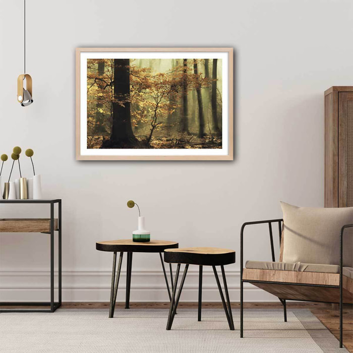 Affiche ""les feuilles d'automne"" Affiche + cadre en bois - Chêne