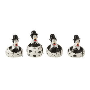 J-Line figurine Poule Chaplin - céramique - blanc/noir - small - 4 pcs