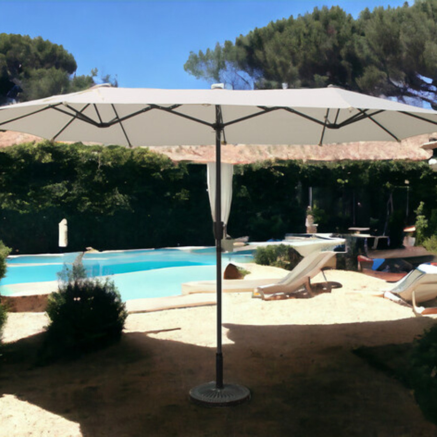 Parasol double 2x4m écru - AMIR