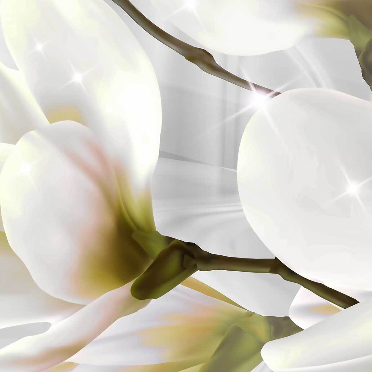 Affiche encadrée fleurs blanches lumineuses Affiche + cadre en métal - Noir