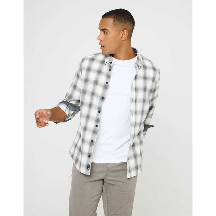 Camisa Manga Larga Cuadros Gris - Broadca