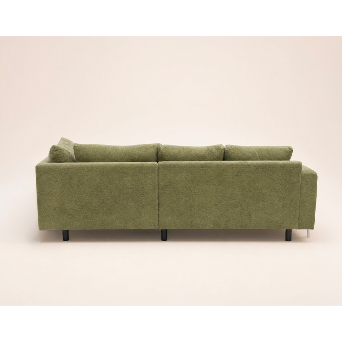 Gabin - Canapé d'angle droit 5 places en velours texturé - Vert Kaki