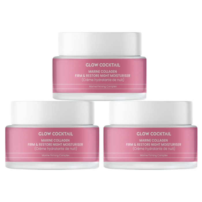Trío de cremas de noche reafirmantes y restauradoras con colágeno marino