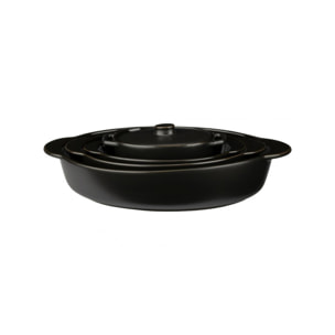 Plat à four oval en grès noir L27cm - MIOU 127
