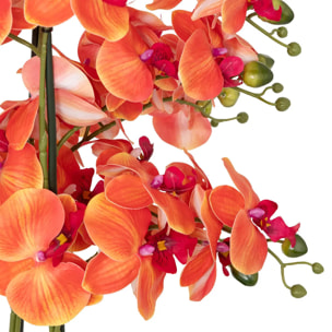 Orchidée artificielle en pot "Sanae" pot en ciment orange H65cm