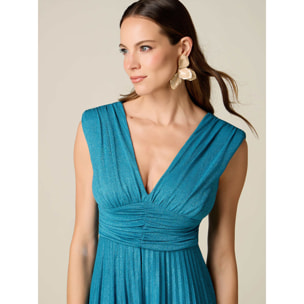 Oltre - Vestito lungo in jersey lurex - Azzurro