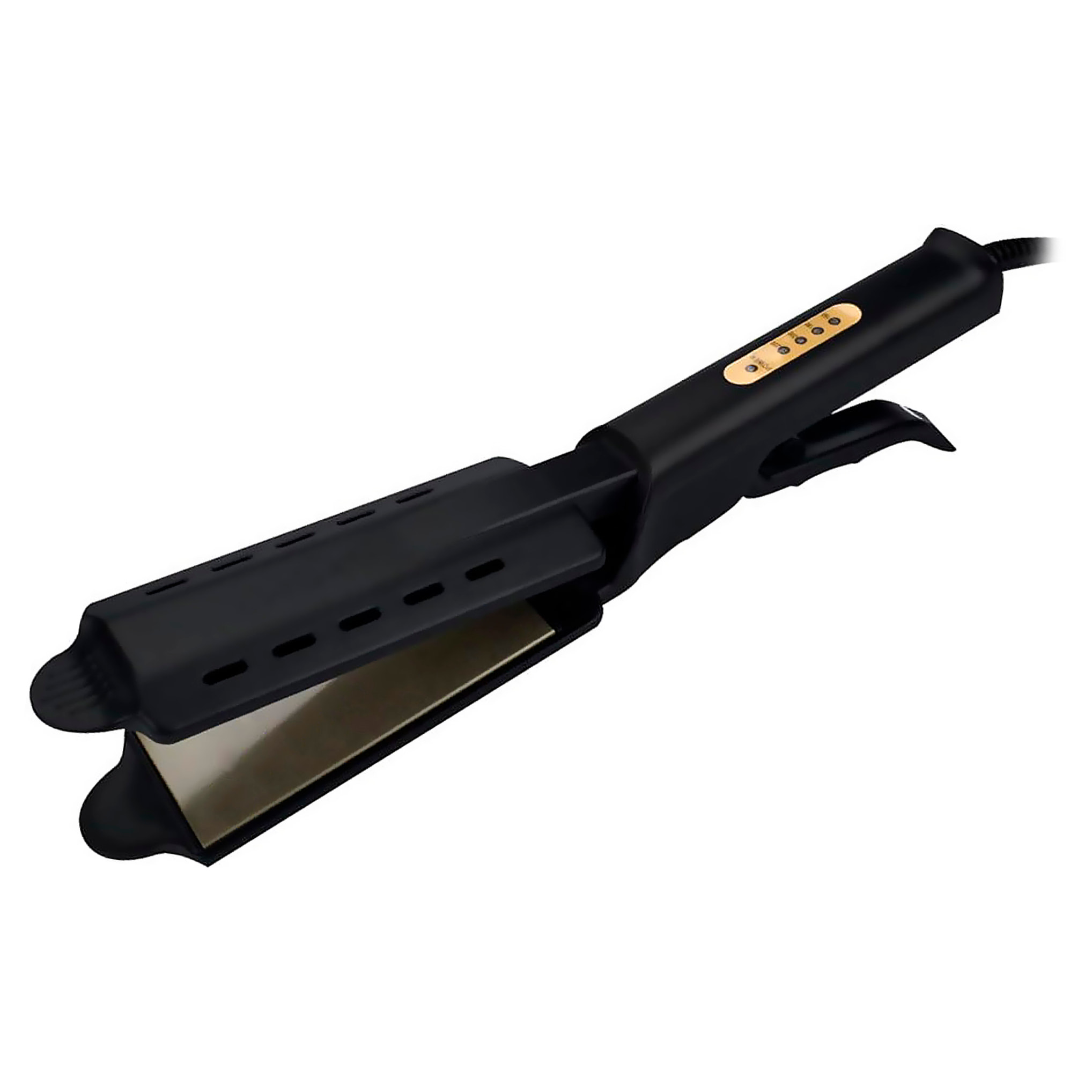 Plancha de pelo con indicador de temperatura y 4 niveles de calor.