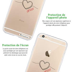 Coque iPhone 6/6S silicone transparente Coeur Noir Amour ultra resistant Protection housse Motif Ecriture Tendance La Coque Francaise