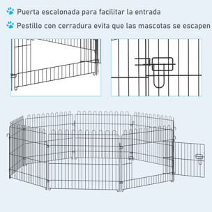 Jaula Plegable Mascotas 8 Vallas de Metal 71x61cm Negro