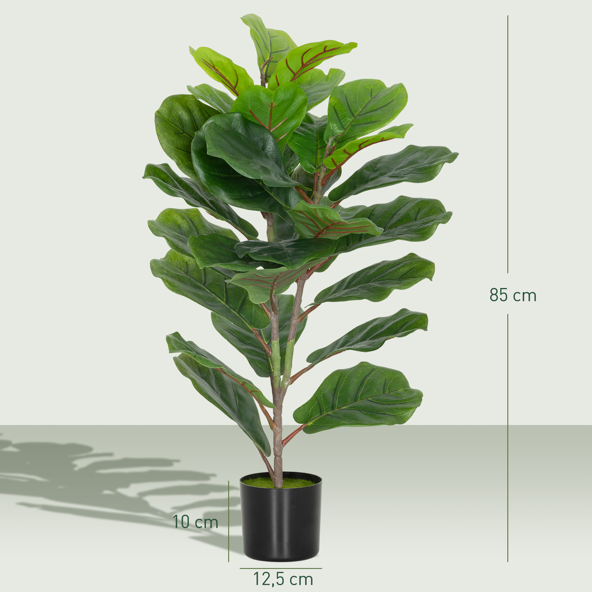 Lot de 2 plantes artificielles intérieures H.80cm figuier lyre 31 grandes feuilles pot inclus