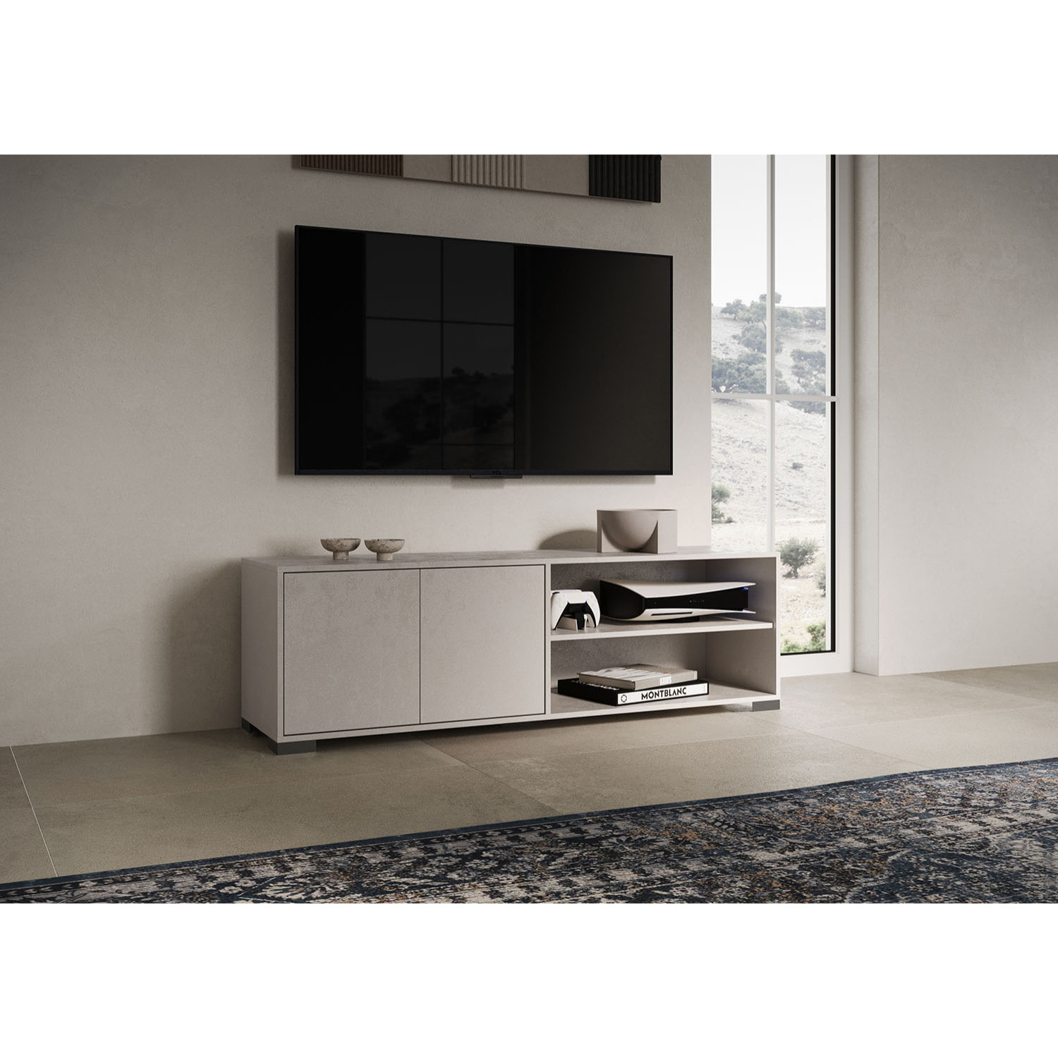 Porta TV 2 ante con vano a giorno 150x40x40 cm Lumina cashmere