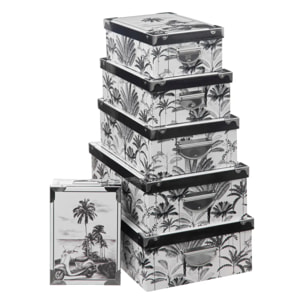 6 boîtes coins metal noir et blanc