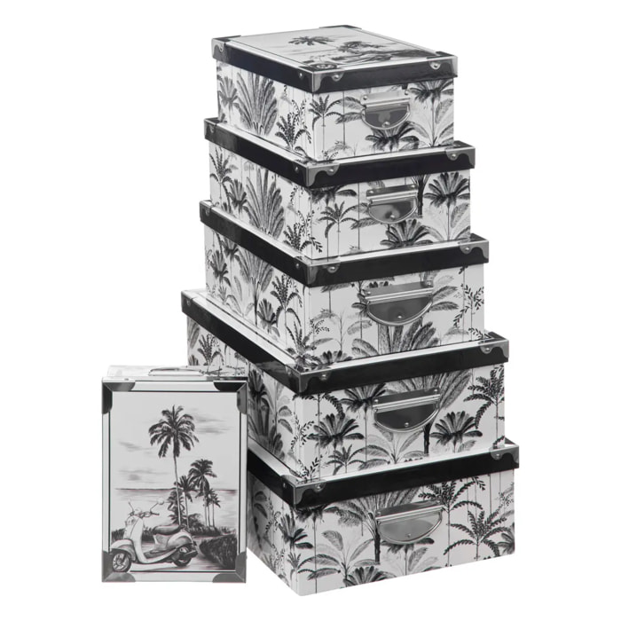 6 boîtes coins metal noir et blanc