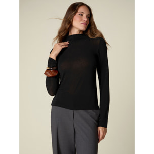 Oltre - Camiseta cuello redondo mezcla de cachemira - Negro
