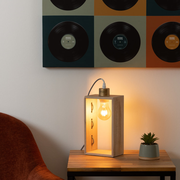 Lampe "Iwata" bois naturel H28 cm