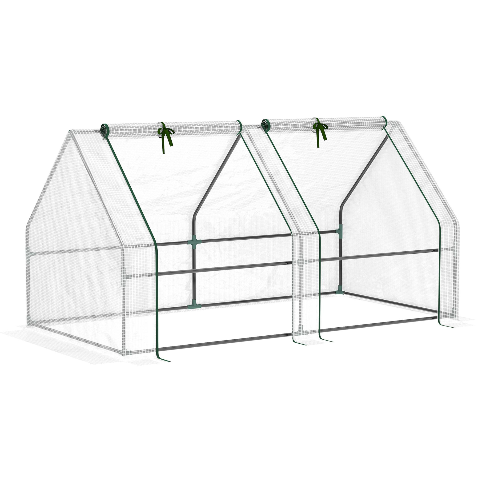 Mini Invernadero de Jardín Terraza 180x90x90 cm Tipo Caseta Tubo de Acero con 2 Ventanas Enrollables Vivero Casero para Cultivo Plantas Verduras Blanco