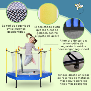 Cama Elástica para Niños 95x85 cm con Red de Seguridad Trampolín Infantil para Niños de 3-6 Años para Interior Carga 50 kg 122x122x97 cm Azul