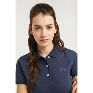 Polo a maniche corte piquet blu scuro con logo Polo Club