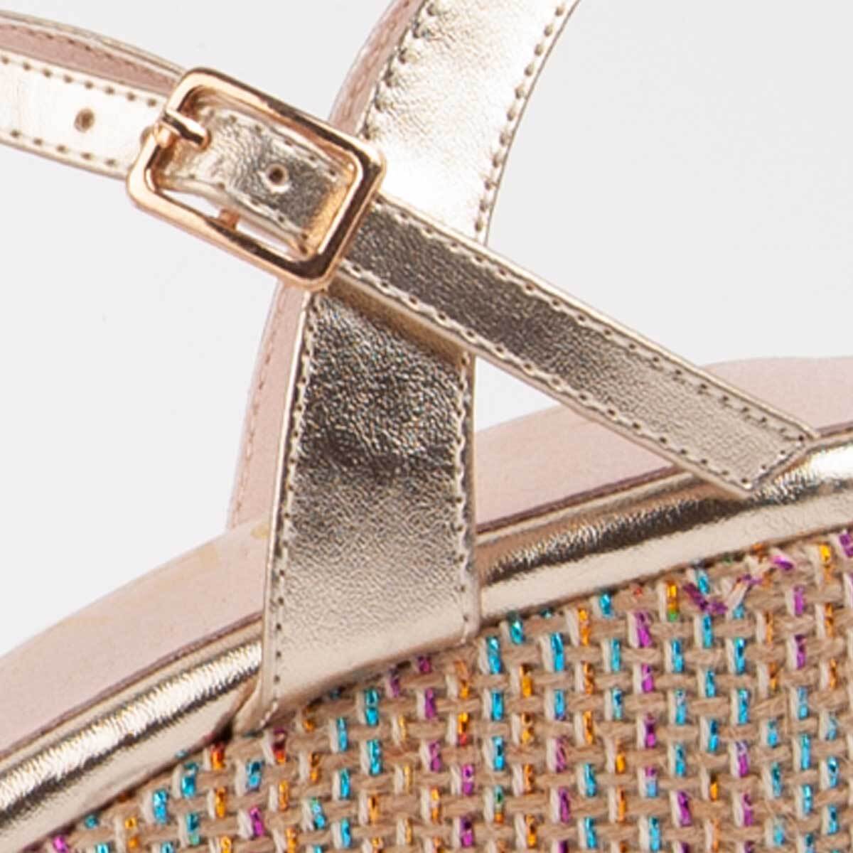 Sandalia De Cuña - Dorado - Altura: 10 Cm