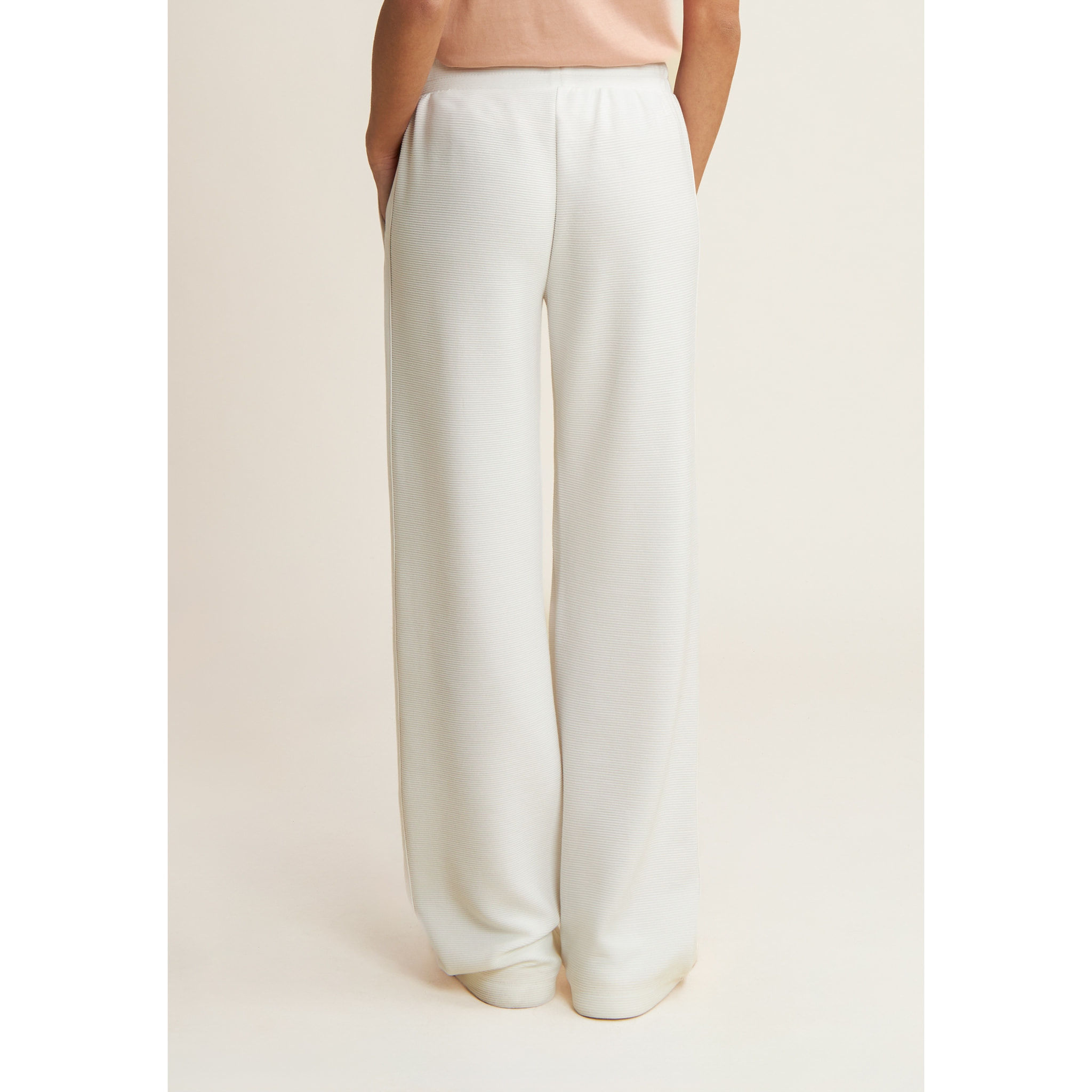 Pantaloni wide leg in felpa di viscosa a costine