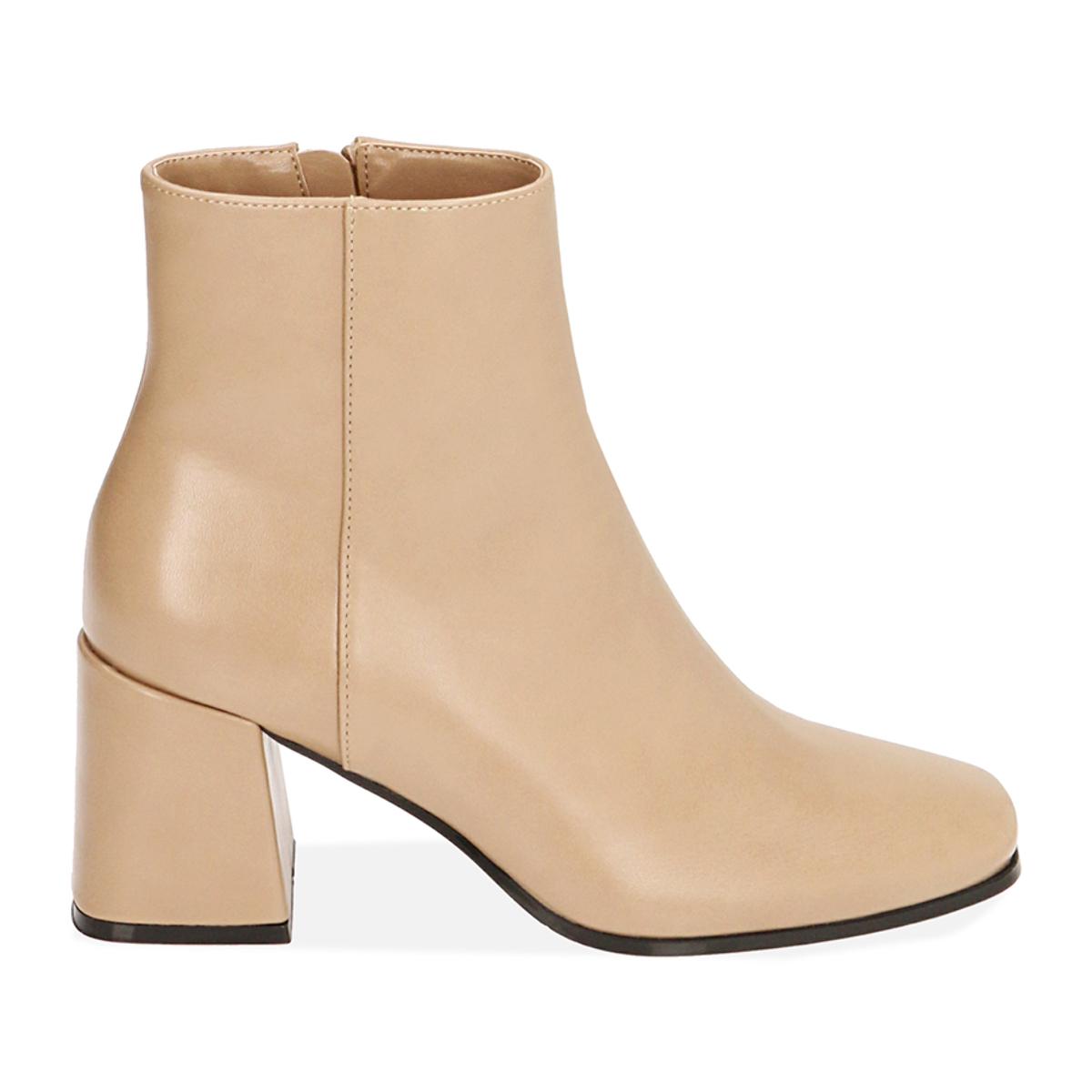 Ankle boots beige, tacco 7 cm