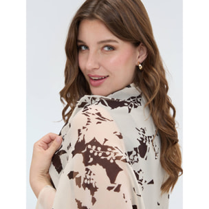 Fiorella Rubino - Bolero corto de georgette estampado - Beige