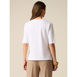 Oltre - T-shirt in jersey con applicazioni - Bianco