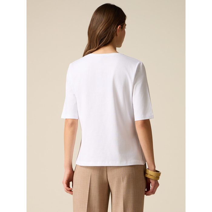 Oltre - T-shirt in jersey con applicazioni - Bianco