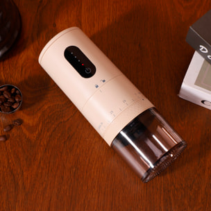 Molino de café eléctrico portátil 952, 30W, batería recargable de 2000mAh, capacidad 110ml, ajuste de grosor y luces de aviso de batería.