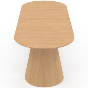 Table à manger ronde extensible Elvis effet hêtre Ø110-300cm