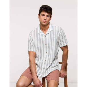 Camisa de Manga Corta a Rayas Verde - Jakolo