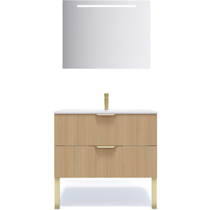 Ensemble vasque intégrée 2 tiroirs + miroir - VENICE