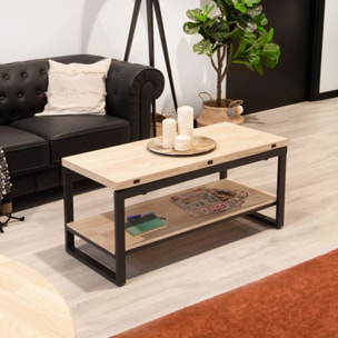 Mesa de centro elevable extensible Rens Negro - Roble