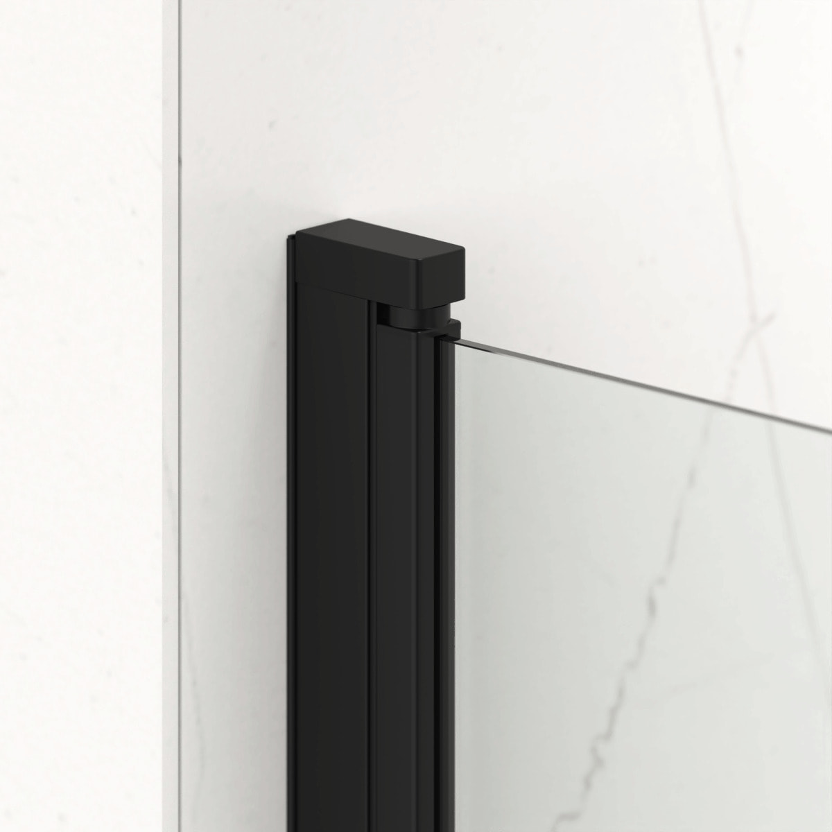 Fusion Portes de douche acces en angle pivotantes 80x80cm anticalcaire avec profilés noir mat (SATFUDP8080C-SET)