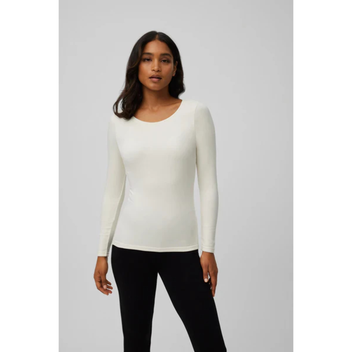 Maglia termica con controllo della temperatura e maniche lunghe, bianca