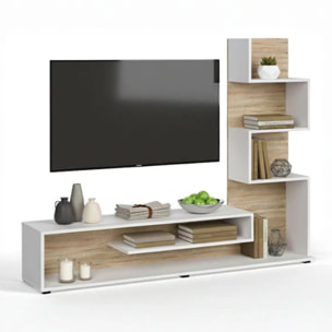 Mueble de salón Moobi en color blanco artik roble canadian y medidas 160 x 124 cm Blanco Artik (Blanco Mate) - Roble Canadian