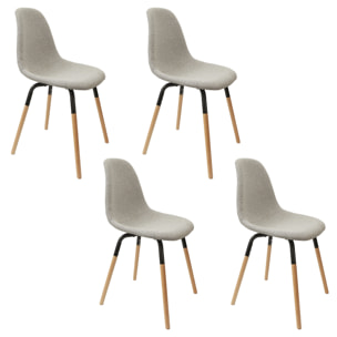 Chaise Scandinave Tissu Gris Clair Phenix - Lot De 4