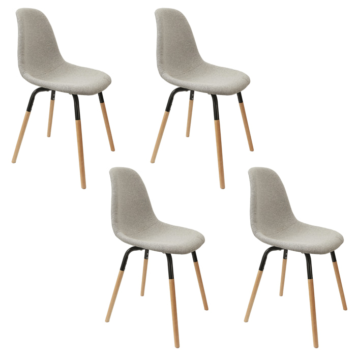 Chaise Scandinave Tissu Gris Clair Phenix - Lot De 4