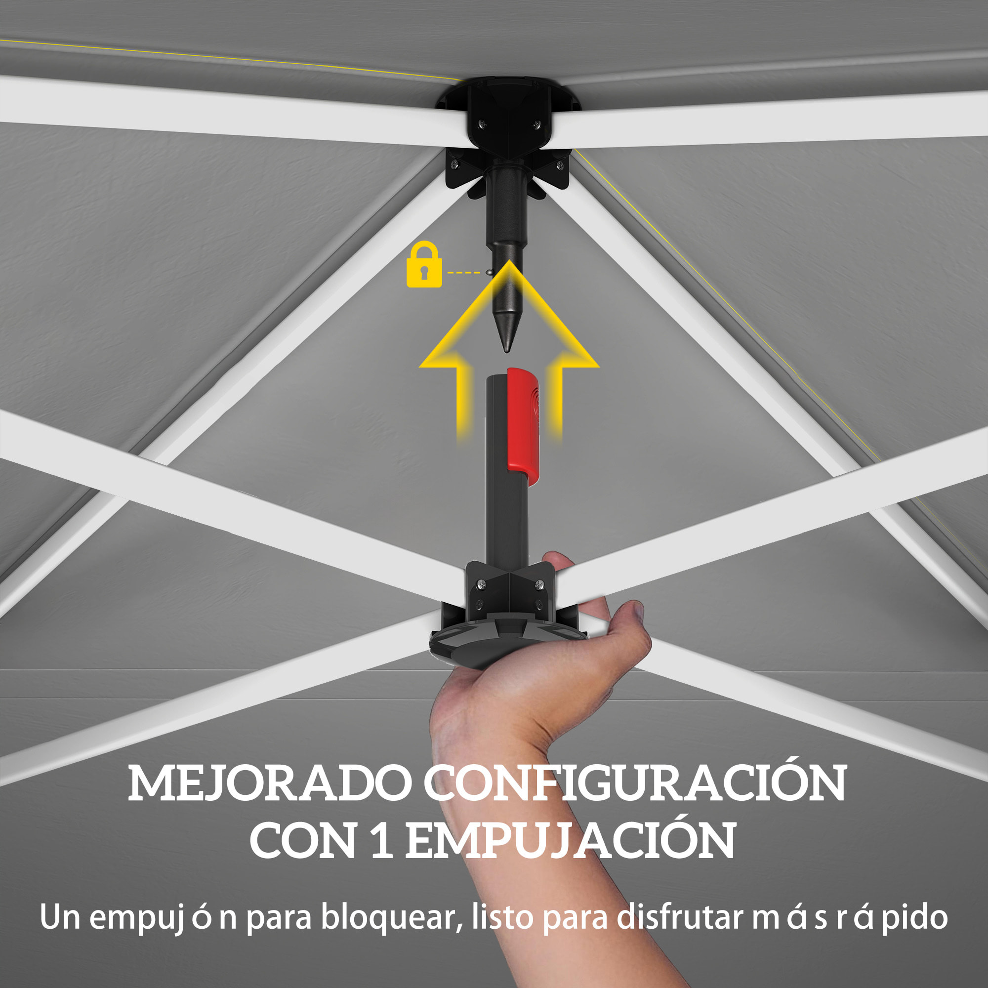 Carpa Plegable 3x3 m, Pop-up, con Pared Lateral, Cenador de Jardín con Protección UPF50+, Empuje Central, Altura Ajustable, Bolsa de Transporte, Gazebo para Camping, Exterior, Blanco