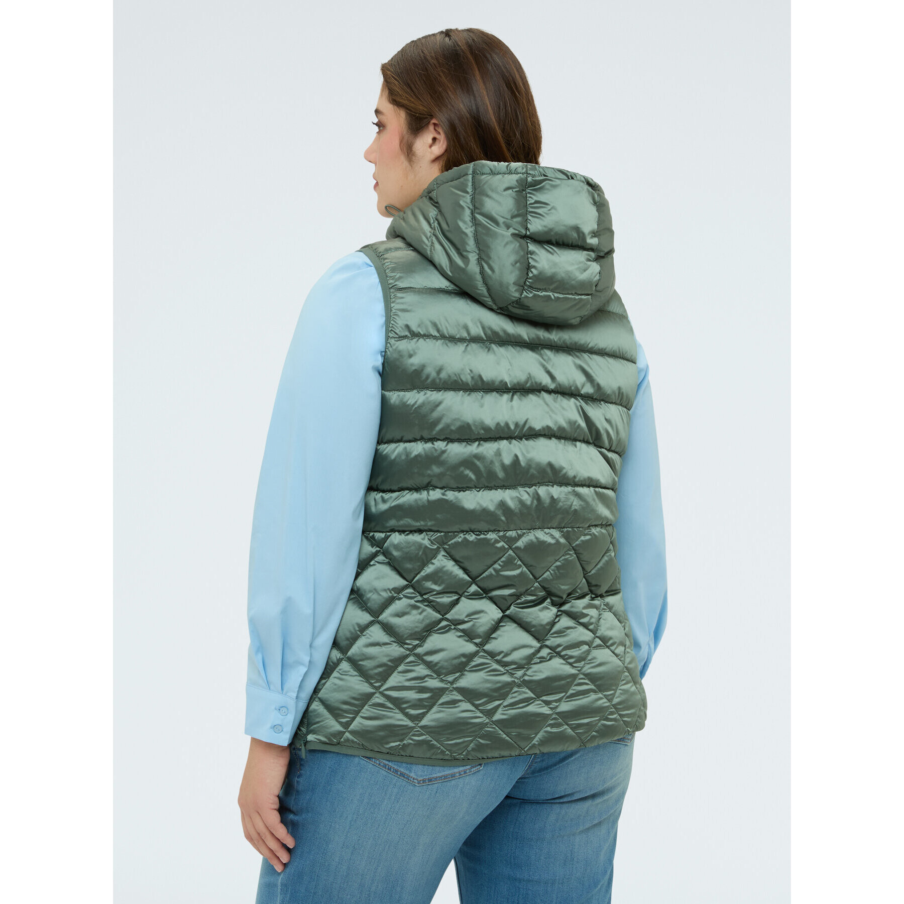 Fiorella Rubino - Chaleco acolchado con capucha - Verde militare