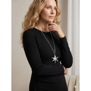 Collar largo en cadena con colgante de estrella XXL laton plata 10µ