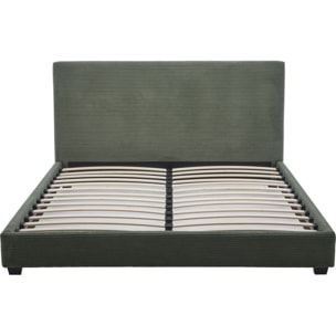 Lit avec tête de lit en velours côtelé - WILLIAM