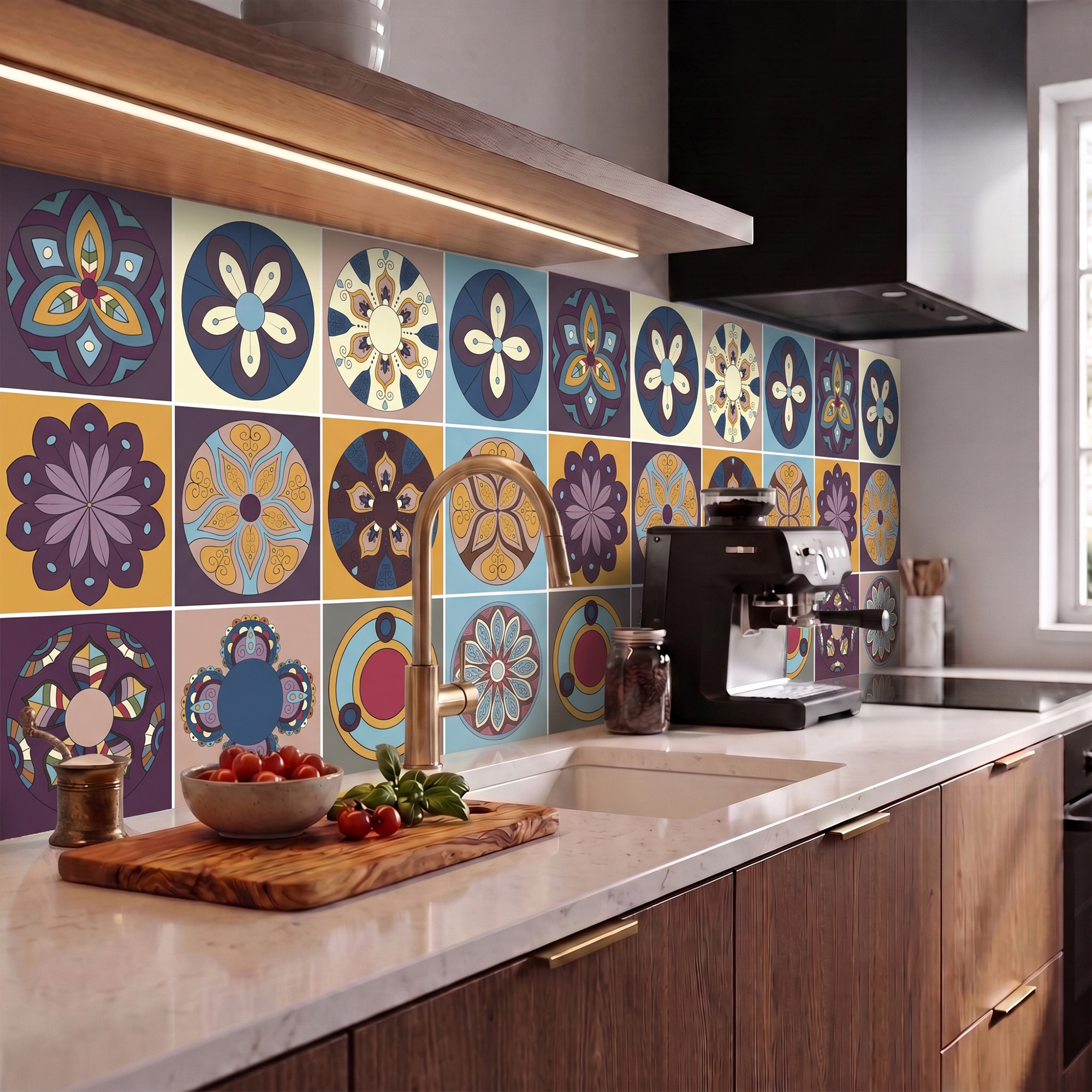 Stickers muraux - Sticker Mural Carrelage adhésif Cuisine Salle de Bain - 12 STICKERS CARRELAGES AZULEJOS CARMELO