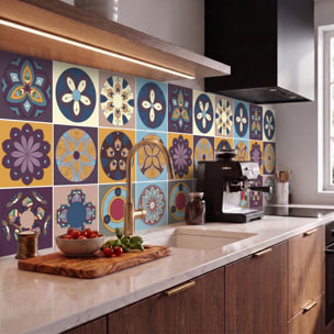Stickers muraux - Sticker Mural Carrelage adhésif Cuisine Salle de Bain - 12 STICKERS CARRELAGES AZULEJOS CARMELO