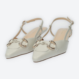 Décolleté sling back Donna Tata Italia Bianco