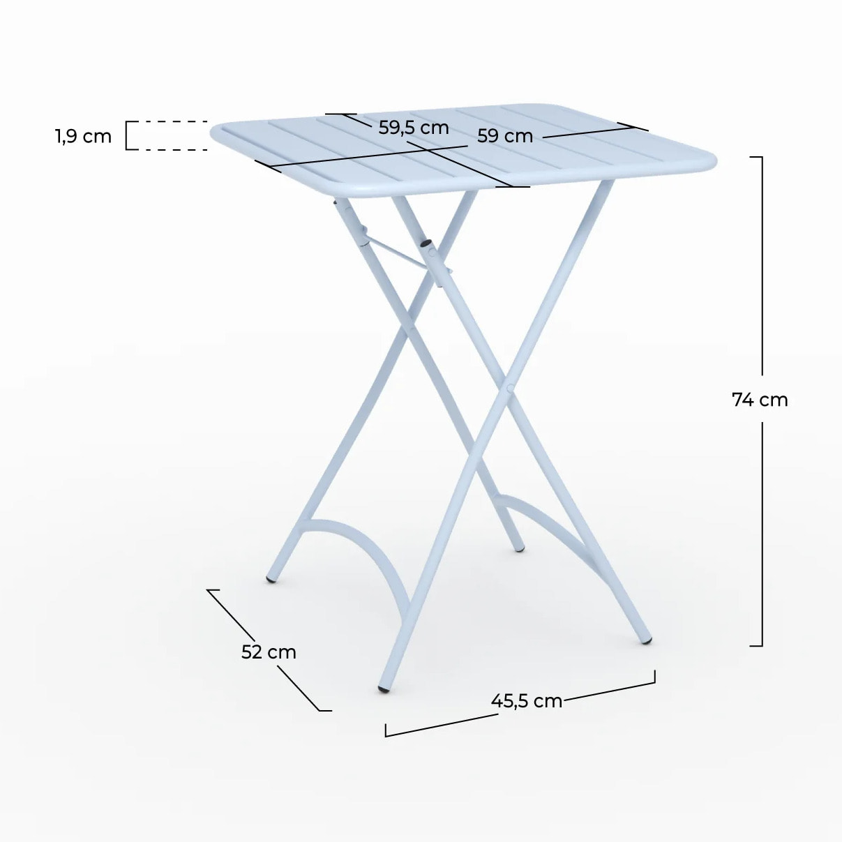 Table de jardin pliante en métal bleu pastel 2 personnes - Yumi