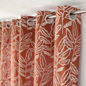 Rideau à oeillets en coton recyclé Chambray - Terracotta