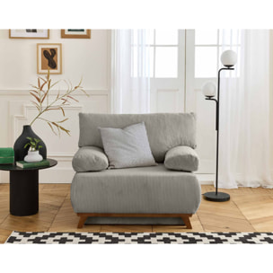 Cristal - fauteuil - convertible avec coffre - en velours côtelé - Gris clair